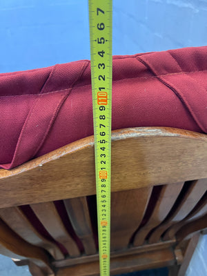 Wooden Dining Chair With A Cozy Red Upholstered Cushion