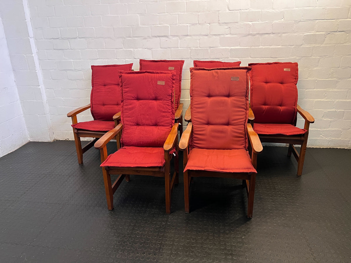 Wooden Dining Chair With A Cozy Red Upholstered Cushion