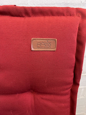 Wooden Dining Chair With A Cozy Red Upholstered Cushion