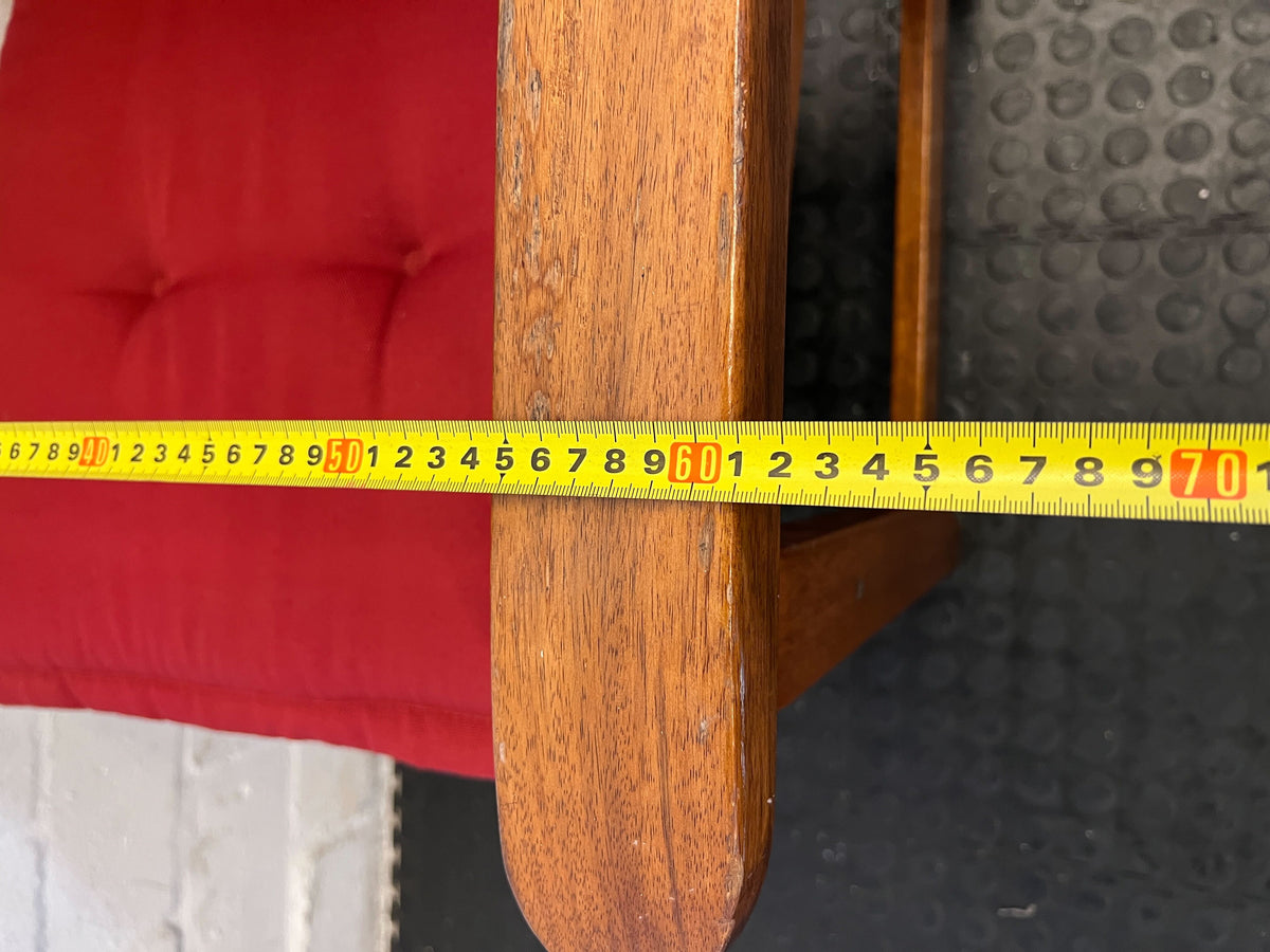 Wooden Dining Chair With A Cozy Red Upholstered Cushion