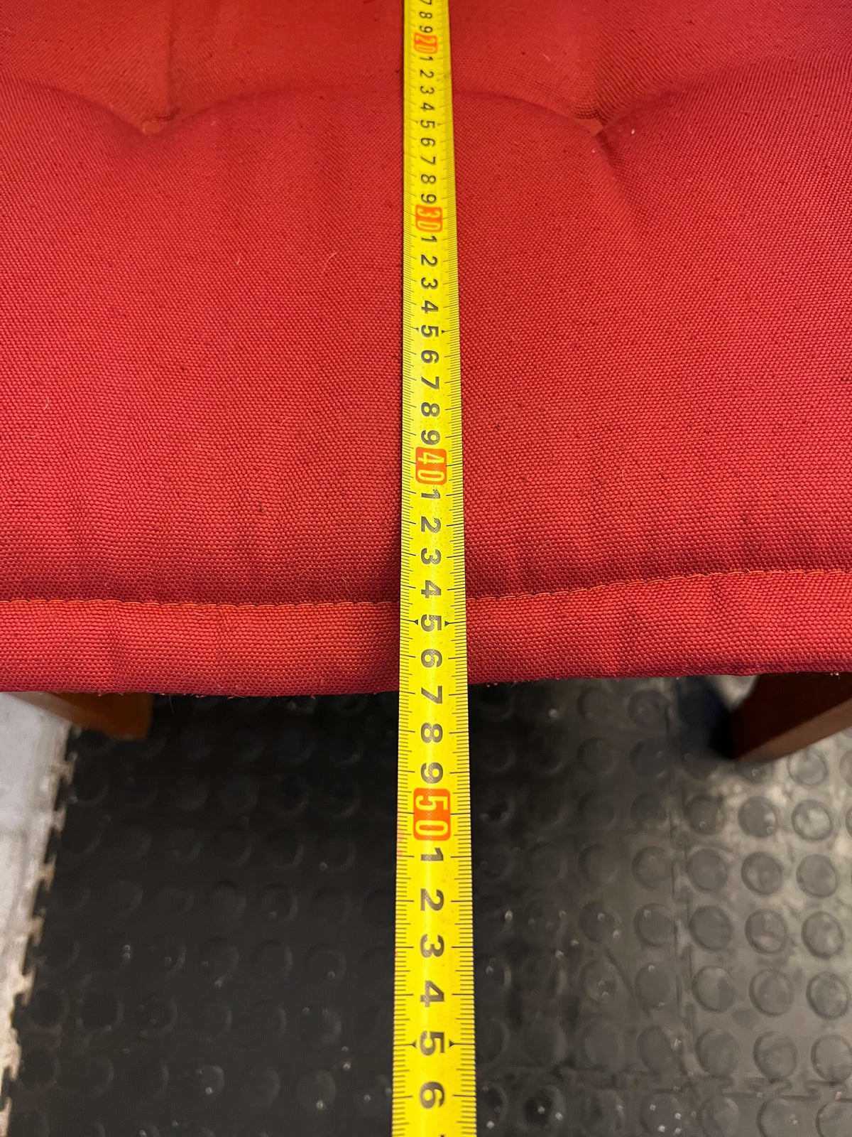 Wooden Dining Chair With A Cozy Red Upholstered Cushion