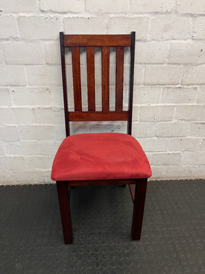 Wooden Dining Chair with Red Upholstered Seat - 2ndhandwarehouse.com