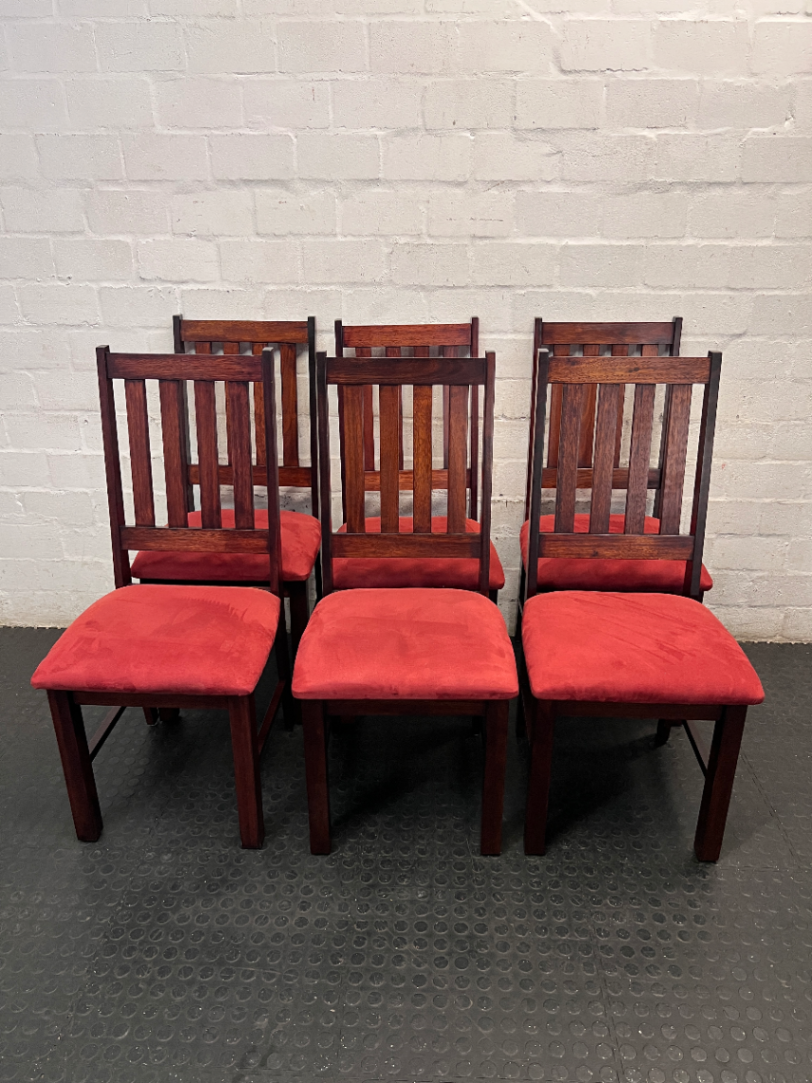 Wooden Dining Chair with Red Upholstered Seat - 2ndhandwarehouse.com