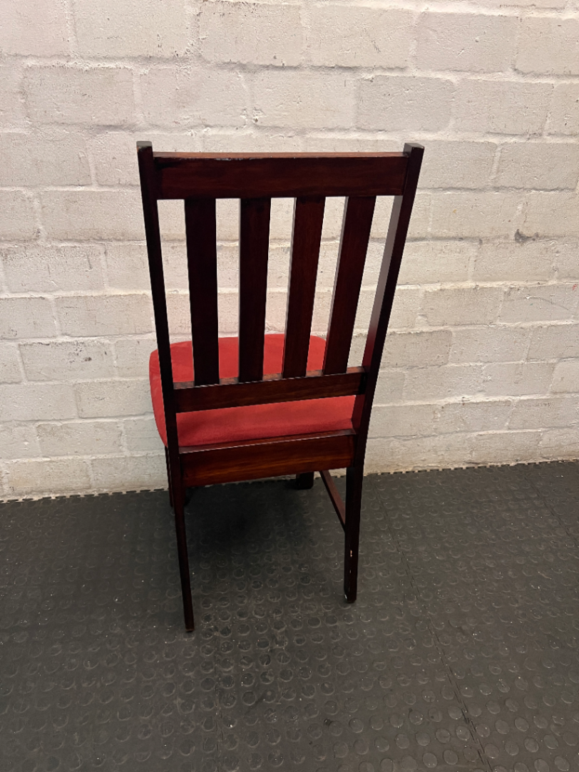 Wooden Dining Chair with Red Upholstered Seat - 2ndhandwarehouse.com