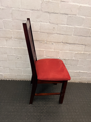 Wooden Dining Chair with Red Upholstered Seat - 2ndhandwarehouse.com