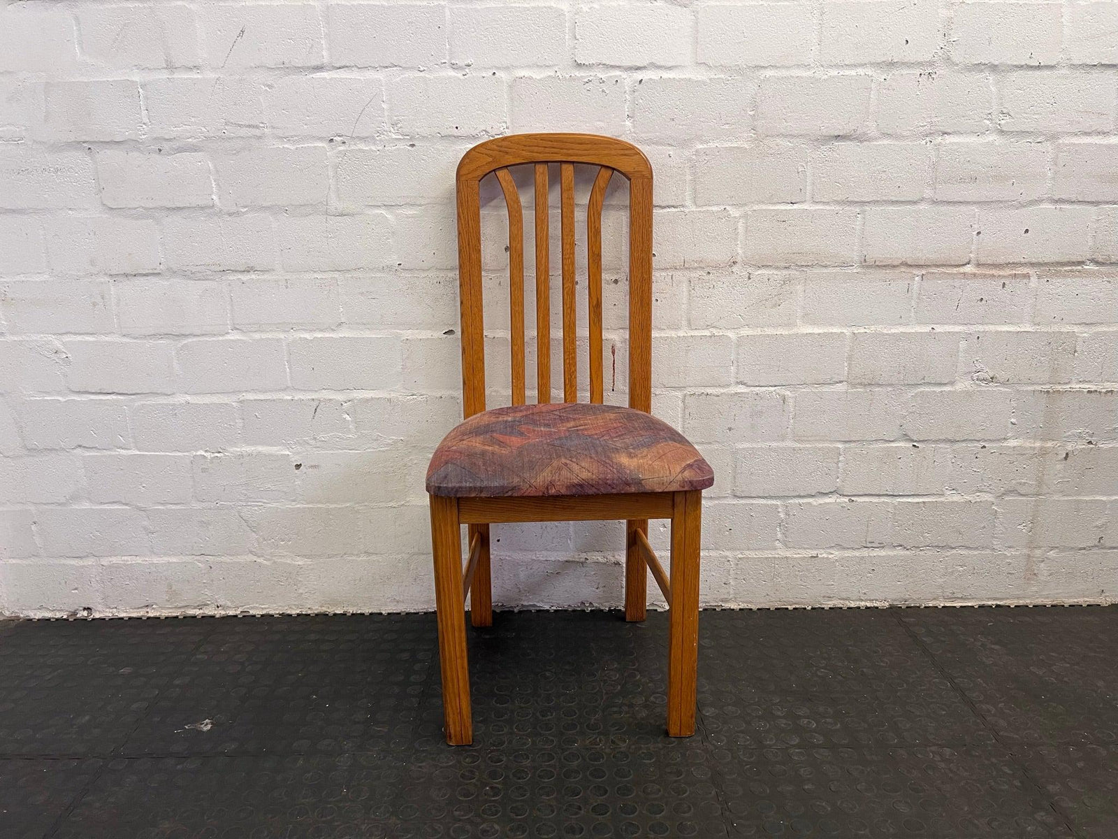 Wooden Frame &amp; Printed Cushioned Dining Room Chair - 2ndhandwarehouse.com
