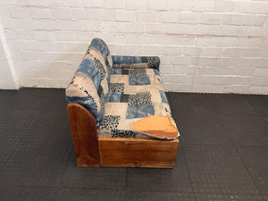 Wooden Frame & Printed Fabric 2 Seater Couch - REDUCED