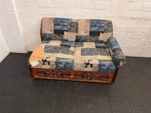 Wooden Frame & Printed Fabric 2 Seater Couch - REDUCED