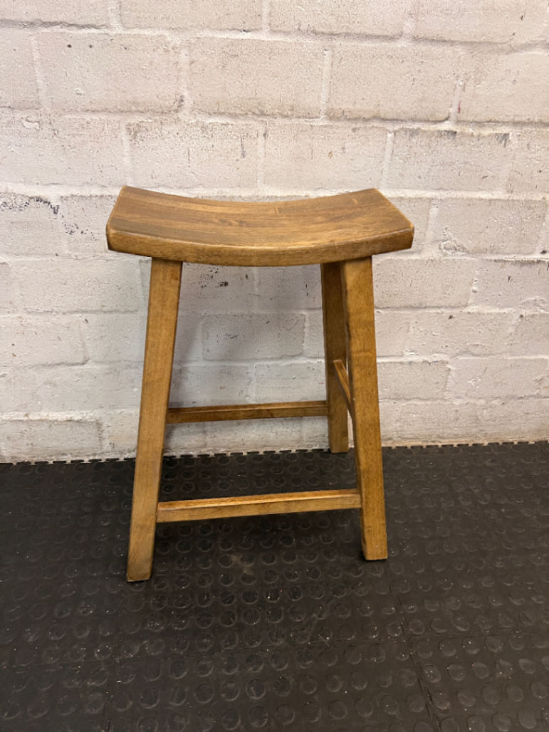 Wooden Saddle Style Bar Stool — Clean Pre-owned Condition - 2ndhandwarehouse.com