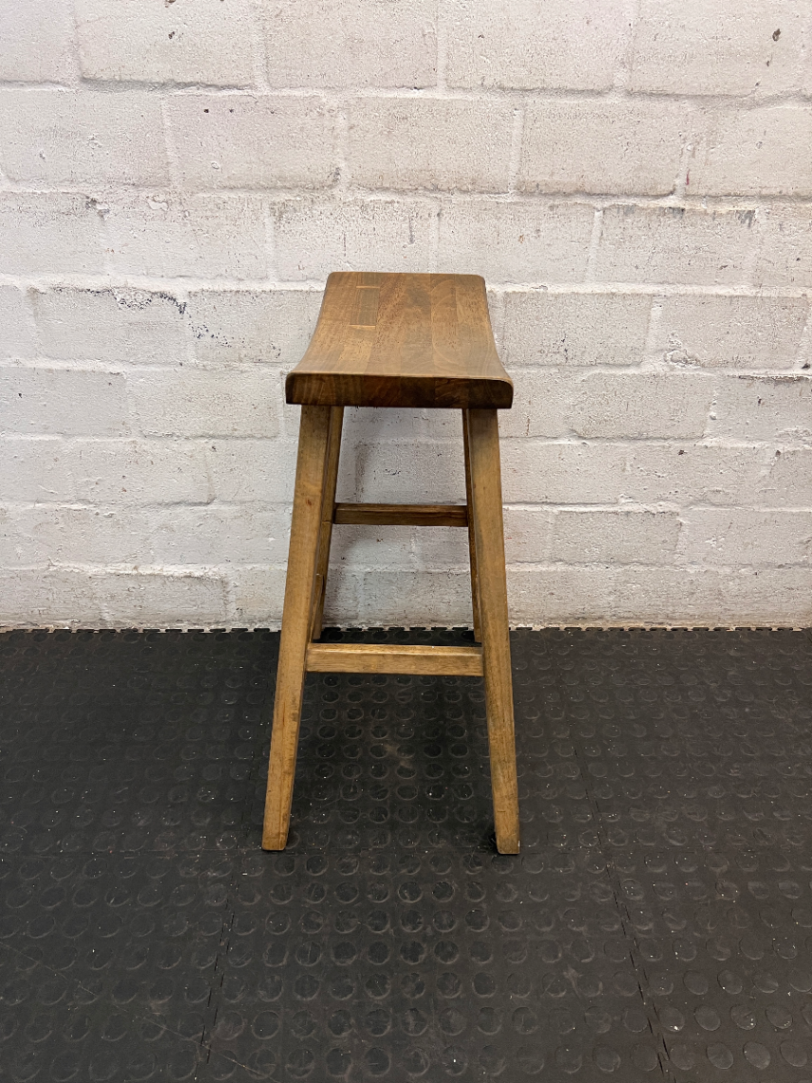 Wooden Saddle Style Bar Stool — Clean Pre-owned Condition - 2ndhandwarehouse.com