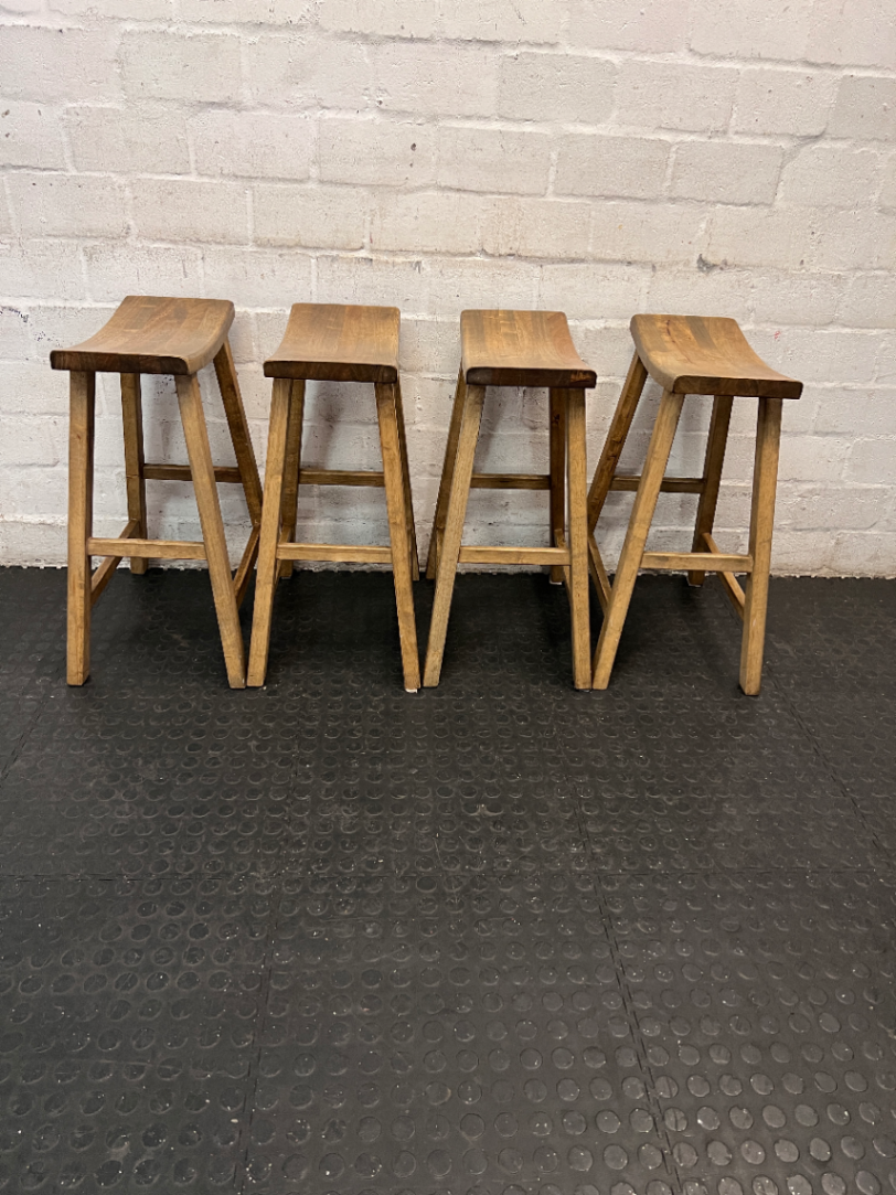 Wooden Saddle Style Bar Stool — Clean Pre-owned Condition - 2ndhandwarehouse.com