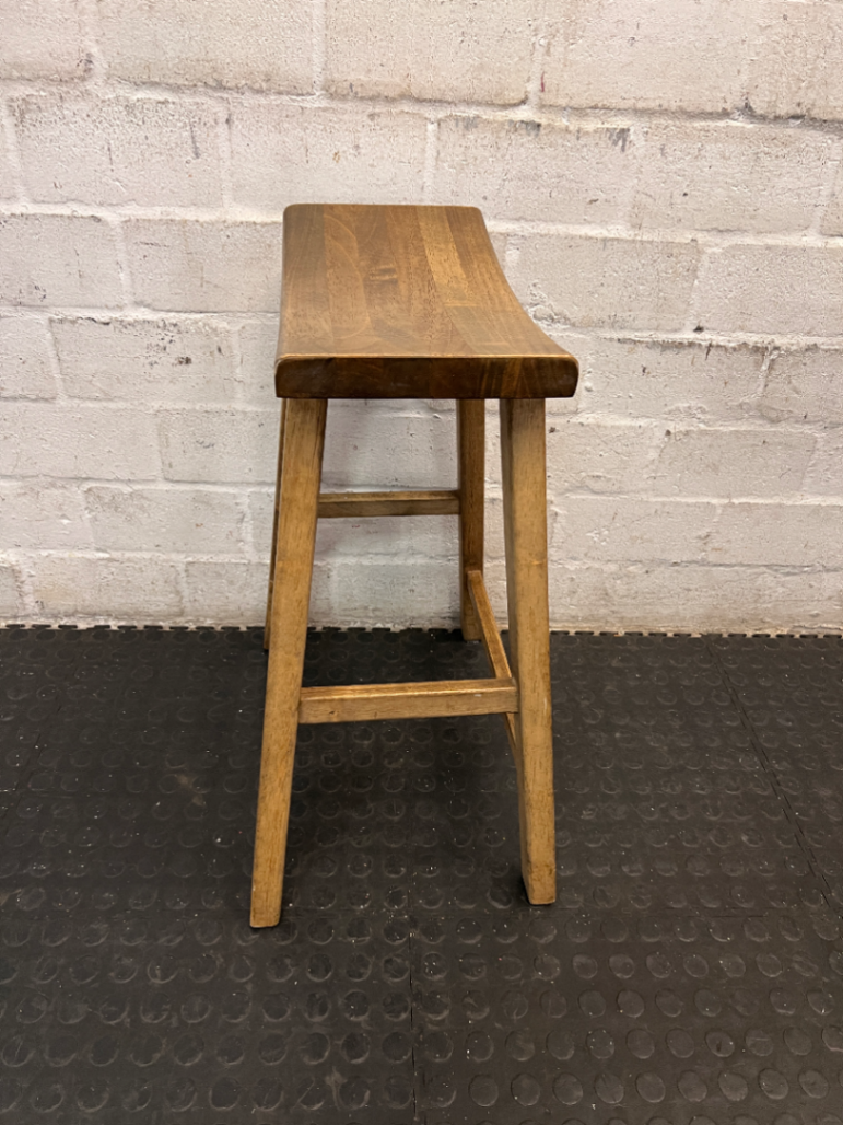 Wooden Saddle Style Bar Stool — Clean Pre-owned Condition - 2ndhandwarehouse.com
