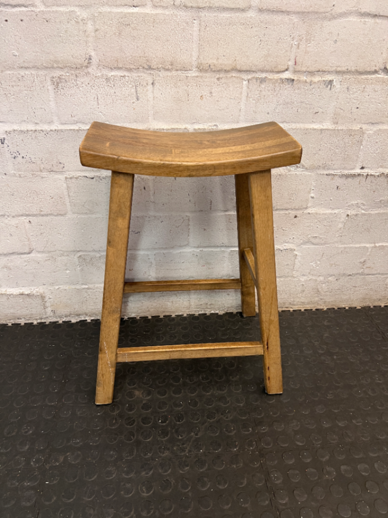Wooden Saddle Style Bar Stool — Clean Pre-owned Condition - 2ndhandwarehouse.com