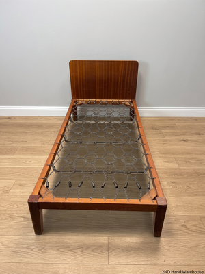 Wooden Single Bed Frame with Spring Base — Worn and Old Condition