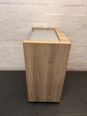 Wooden Storage Cabinet with Roller Shutter & Sliding Doors — Well Used Condition