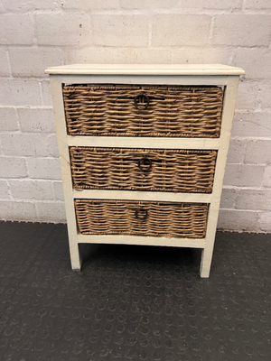 Wooden Storage Pedestal with Woven Wicker Drawers