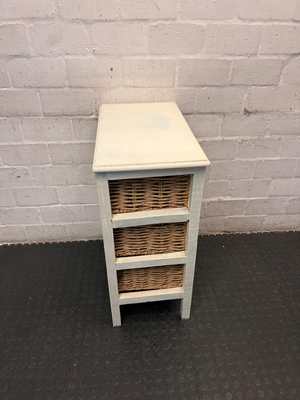 Wooden Storage Pedestal with Woven Wicker Drawers