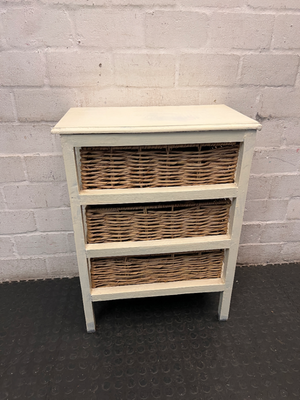 Wooden Storage Pedestal with Woven Wicker Drawers
