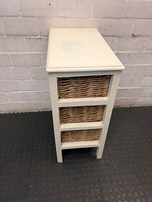 Wooden Storage Pedestal with Woven Wicker Drawers