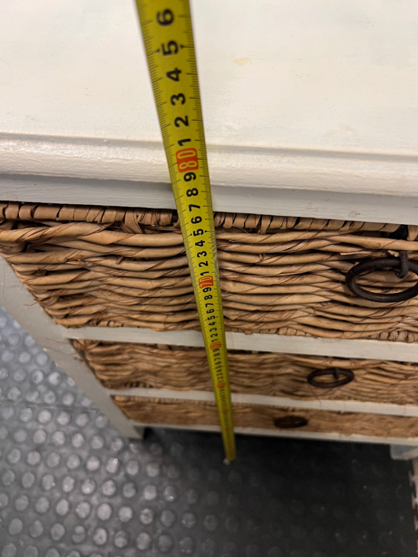 Wooden Storage Pedestal with Woven Wicker Drawers