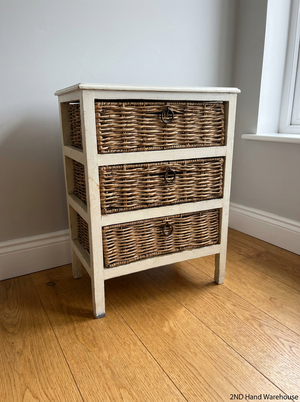 Wooden Storage Pedestal with Woven Wicker Drawers