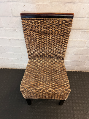 Woven Earth-Tone Dining Chair with High Back - 2ndhandwarehouse.com