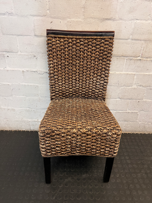 Woven Earth-Tone Dining Chair with High Back - 2ndhandwarehouse.com