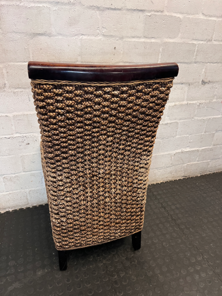 Woven Earth-Tone Dining Chair with High Back - 2ndhandwarehouse.com