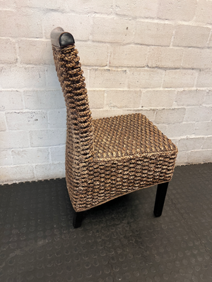 Woven Earth-Tone Dining Chair with High Back - 2ndhandwarehouse.com