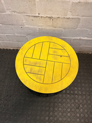 Yellow Round Side Table with Black Wire Base