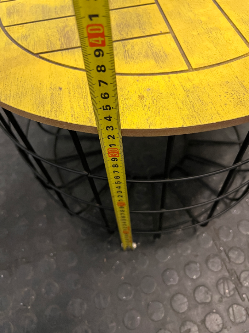 Yellow Round Side Table with Black Wire Base