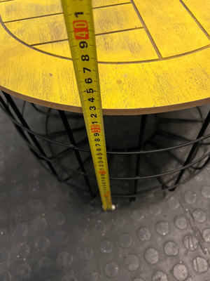 Yellow Round Side Table with Black Wire Base
