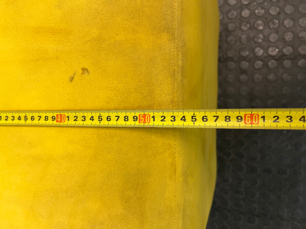 Yellow Velvet-Style Cube Ottoman — Good Working Order