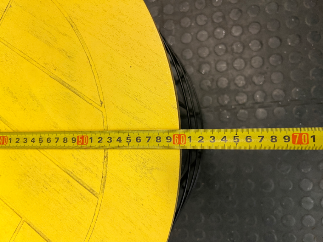 Yellow Wooden Top Coffee Table with Black Wire Base — Well Used with Visible Surface Wear