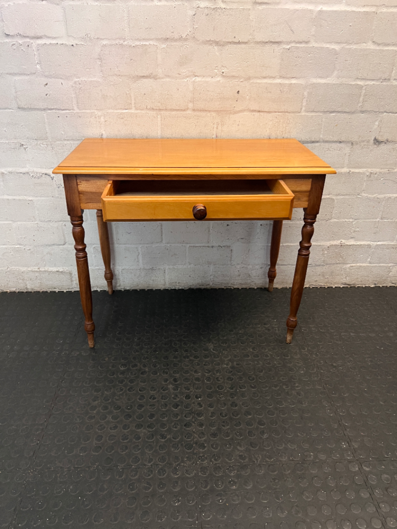 Yellowwood and Blackwood Hall Table with Drawer — Fair Condition with Visible W - 2ndhandwarehouse.com