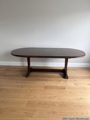 Oval Dark Wood Trestle Dining Table