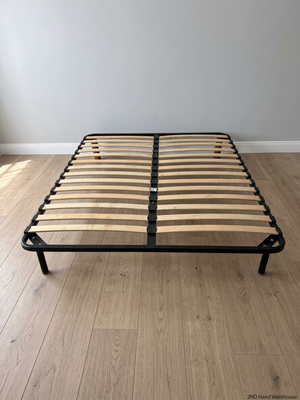 Queen Metal Bed Frame with Wooden Slats
