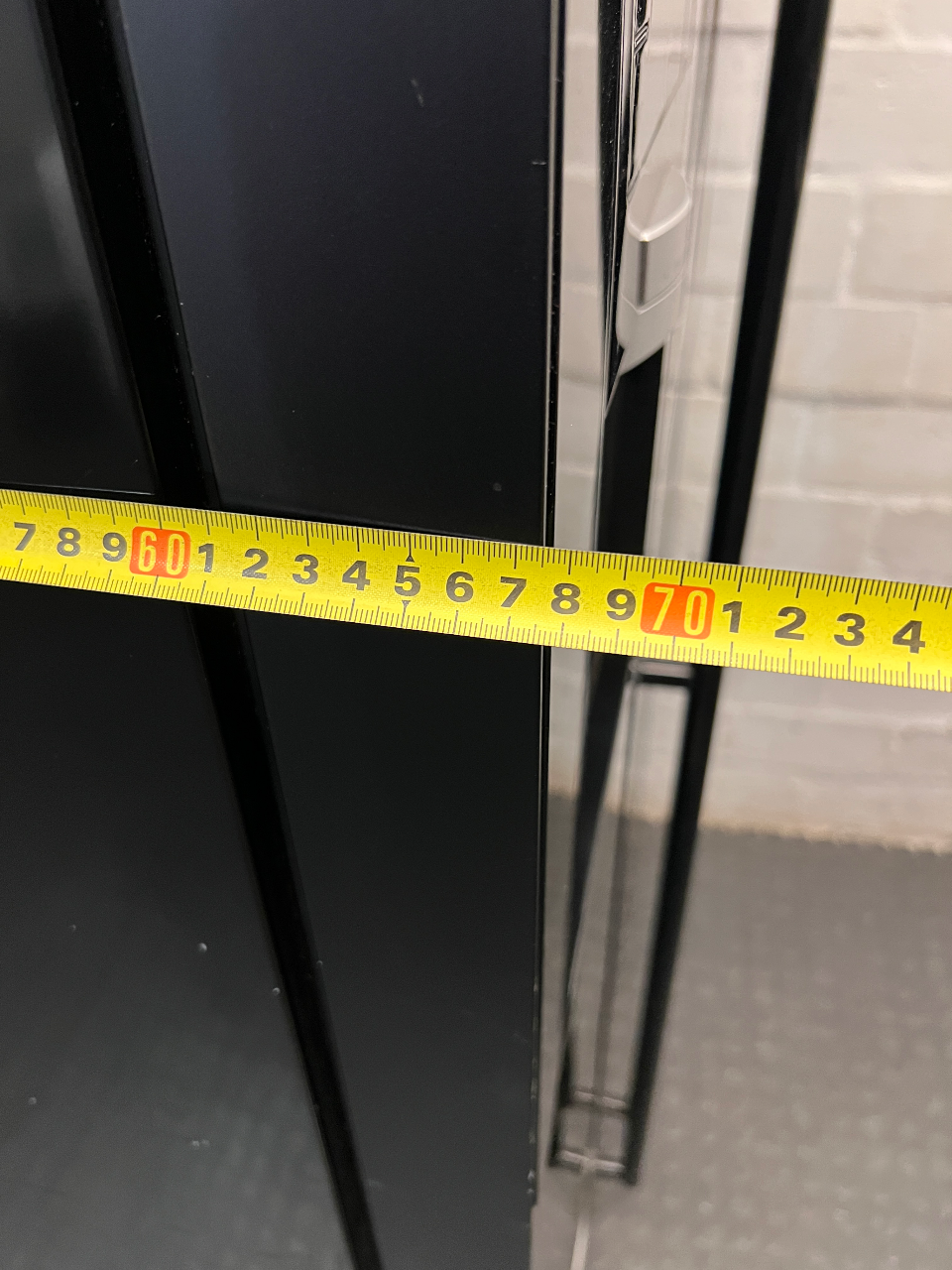 Samsung Black Mirror Side-by-Side Fridge Freezer — Good Working Order – depth measurement