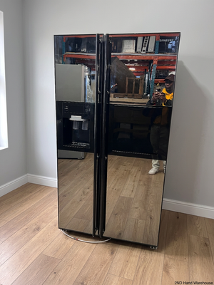 Samsung Black Mirror Side-by-Side Fridge Freezer — Good Working Order – styled product image