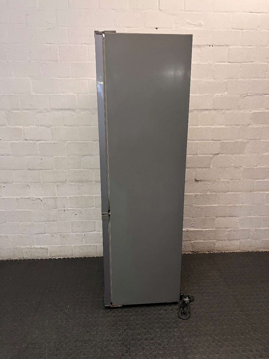 Hisense Silver Fridge Freezer with Water Dispenser — Working Well; Missing Freezer Baskets – top view