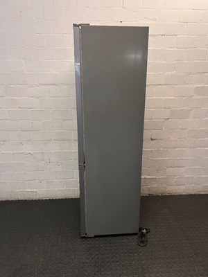 Hisense Silver Fridge Freezer with Water Dispenser — Working Well; Missing Freezer Baskets – top view