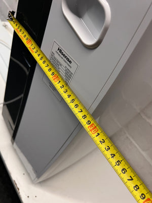 White Hisense Portable Air Conditioner with Exhaust Kit — Good Working Order – depth measurement