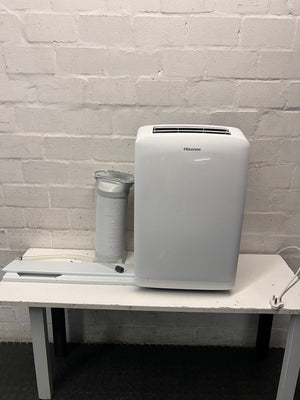 White Hisense Portable Air Conditioner with Exhaust Kit — Good Working Order – main front view