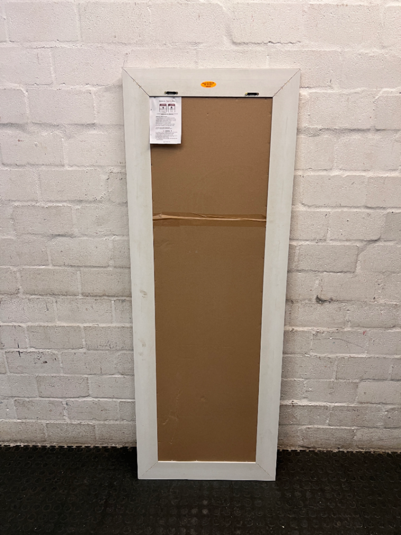 Tall Light Oak Style Framed Wall Mirror — Well Used Condition – side view