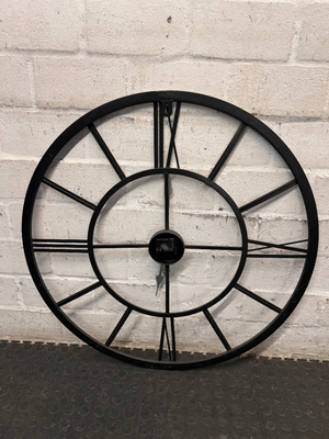 Large Grey Skeleton Wall Clock with Roman Numerals — Good Working Order – condition detail