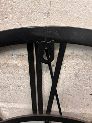 Large Grey Skeleton Wall Clock with Roman Numerals — Good Working Order – top view