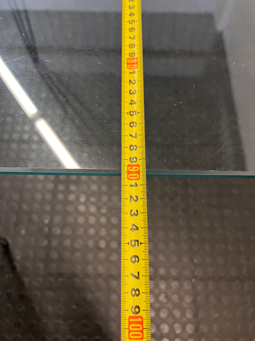 Modern Glass Top Dining Table with Hairpin Legs — Good Working Order – depth measurement