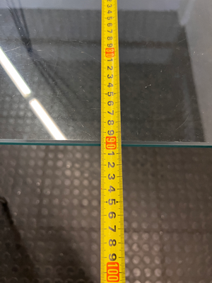 Modern Glass Top Dining Table with Hairpin Legs — Good Working Order – depth measurement