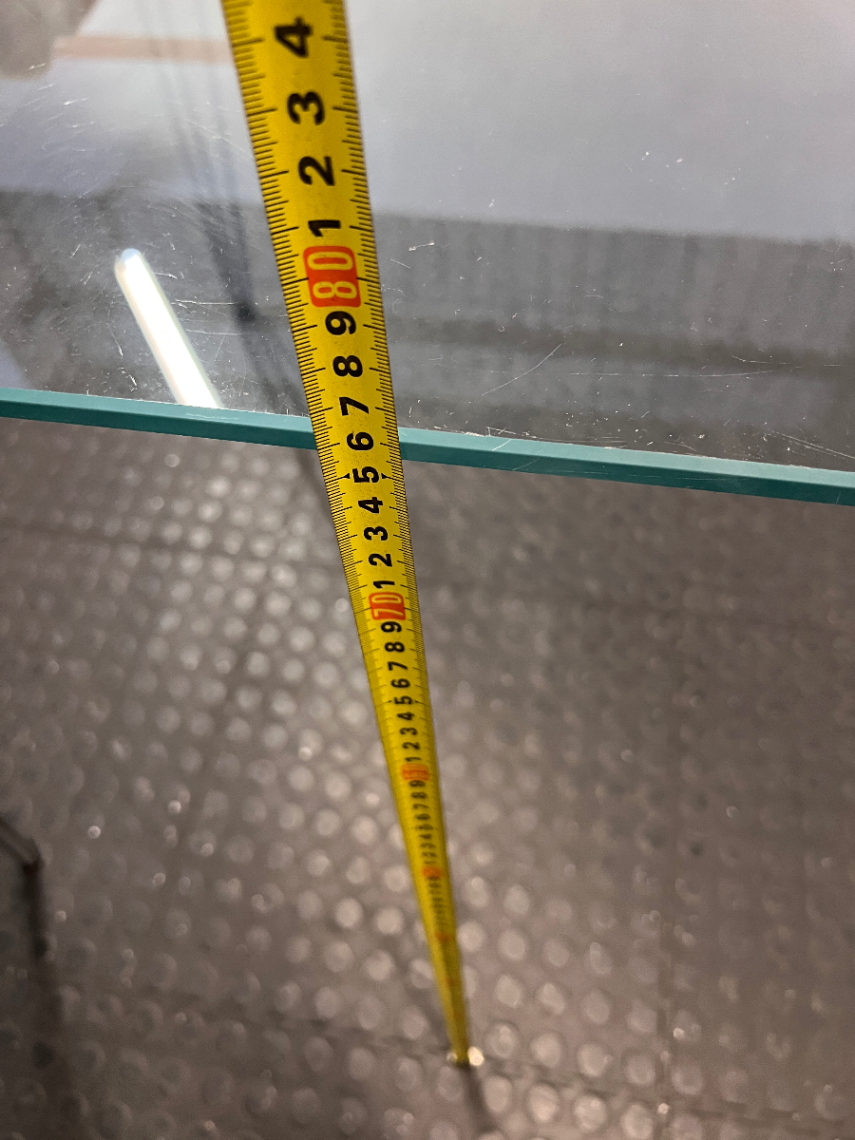 Modern Glass Top Dining Table with Hairpin Legs — Good Working Order – height measurement