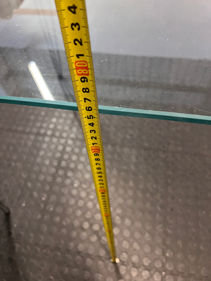 Modern Glass Top Dining Table with Hairpin Legs — Good Working Order – height measurement